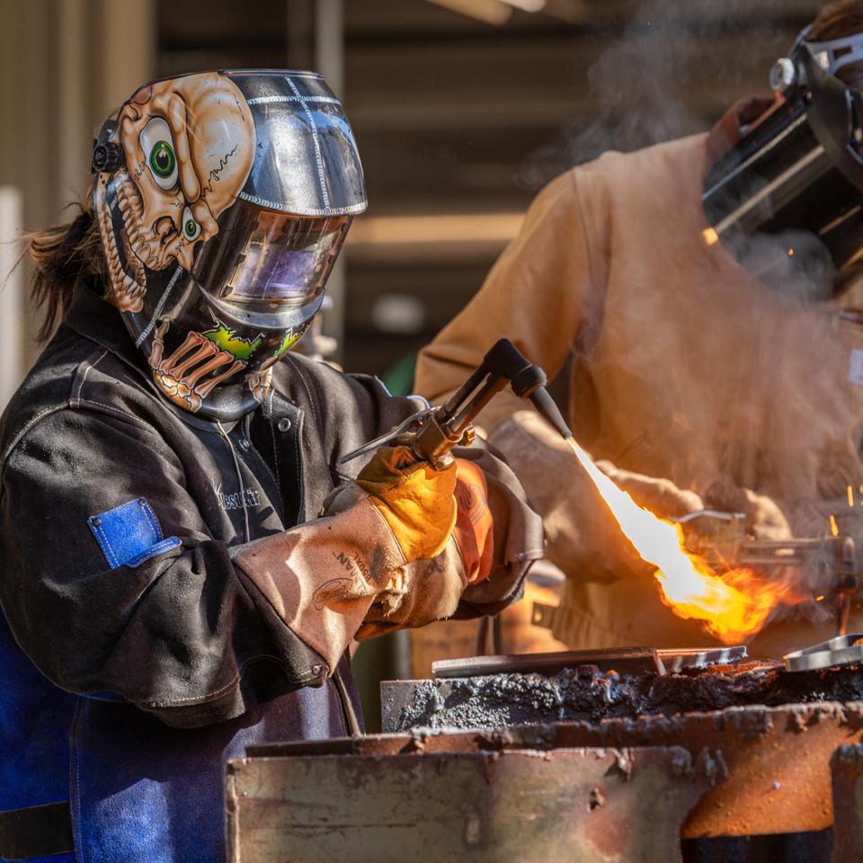 Student welding