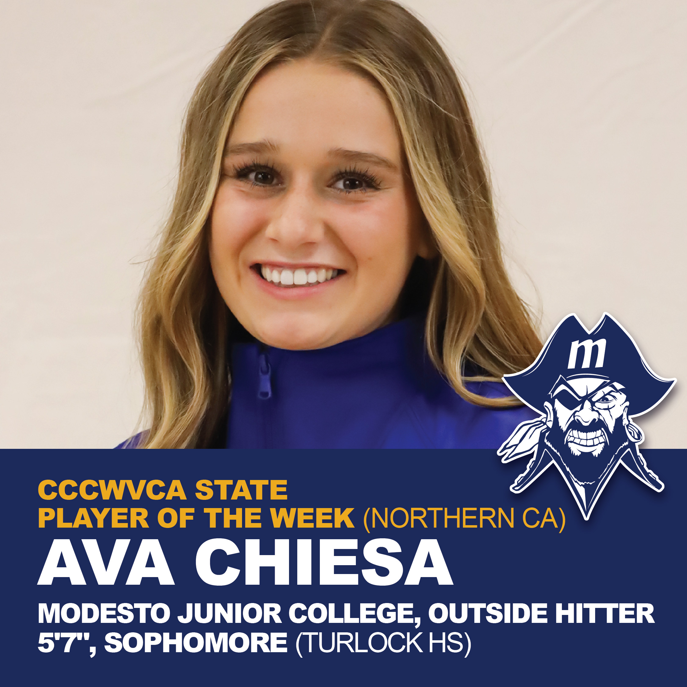 Ava Chiesa Named CCCWVCA State Player Of The Week