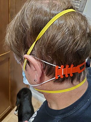 3d printed ear-savers keep the elastic bands of masks from irritating the ears of healthcare workers