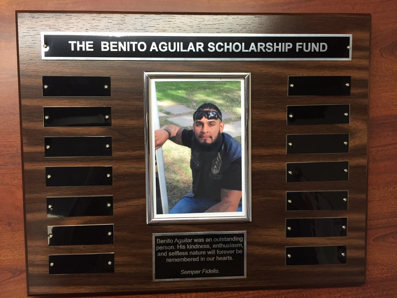  Benito Aguilar Scholarship Fund Plaque