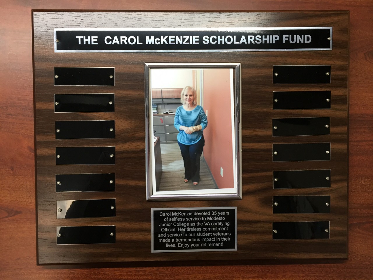  Carol McKenzie Scholarship Fund Plaque