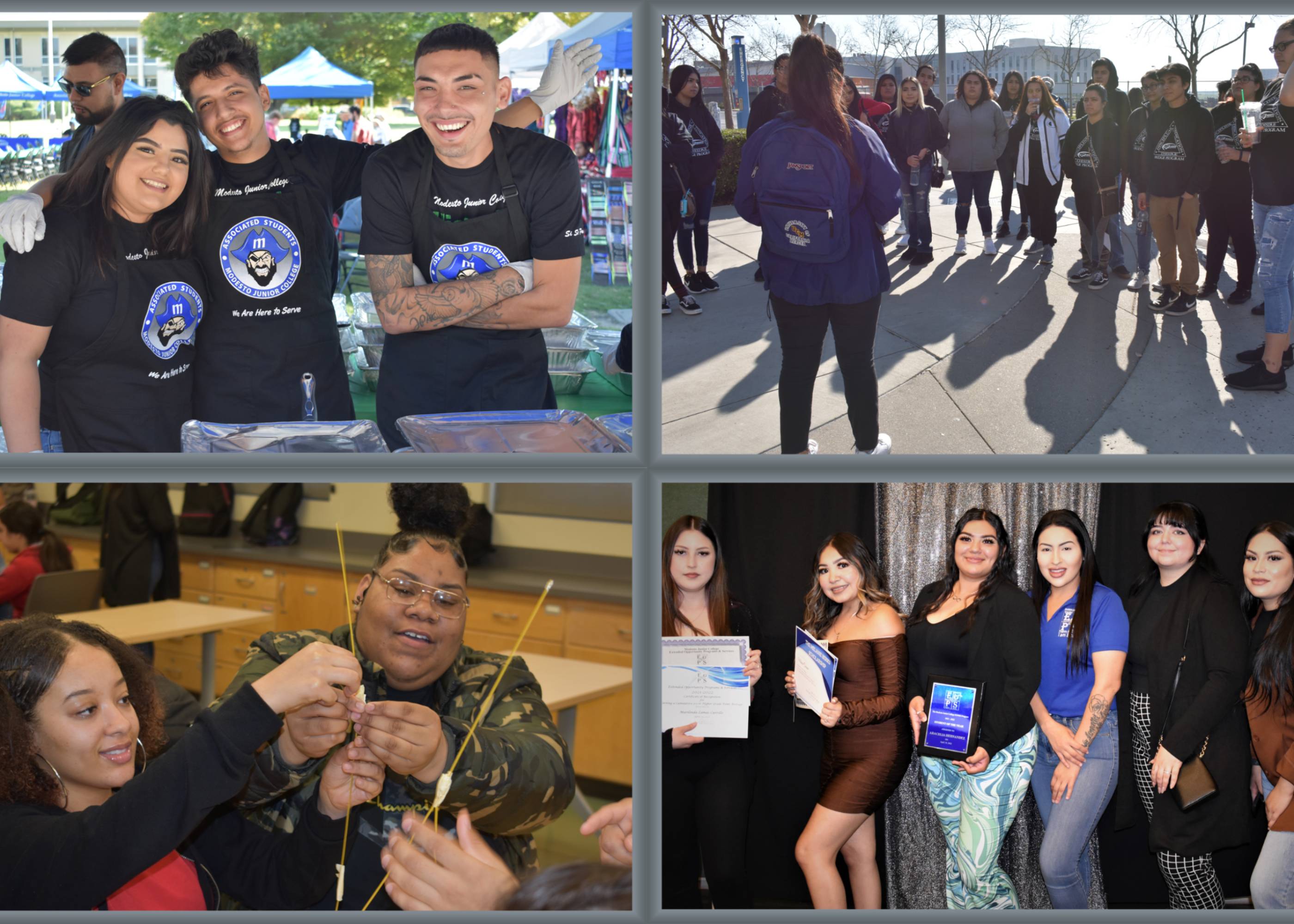 Collage showing many EOPS students