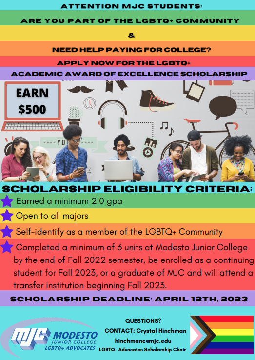2023 LGBTQ+ Academic Award of Excellence Scholarship Flier