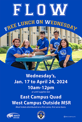 Free Lunch on Wednesdays: Wednesdays, Jan. 17 to April 24, 2024, 10am-2pm, East Campus Quad, West Campus MSR Building. Mobile or Student ID with current activity sticker required.